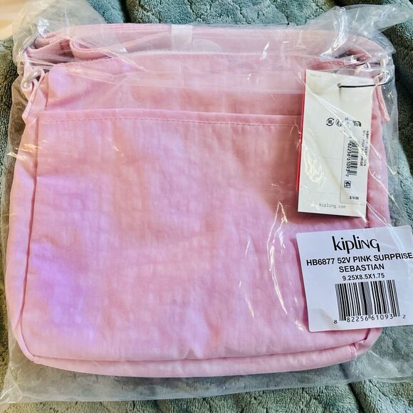 Kipling HB6877 Sebastian 52V Pink Surprise Crossbody Strap Jana Bag Charm NWT - Picture 14 of 15